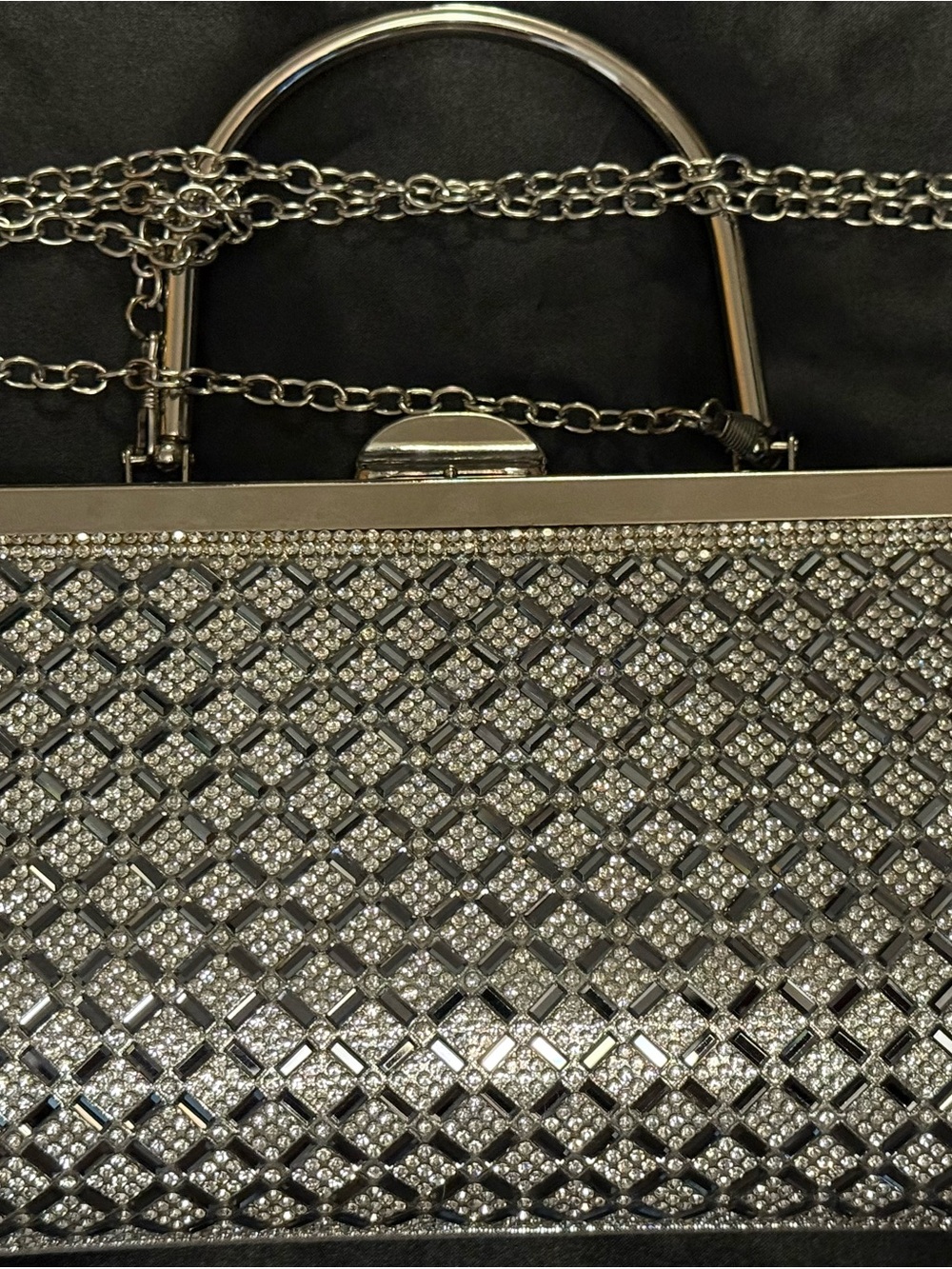 Silver Crystal Mesh Evening Clutch